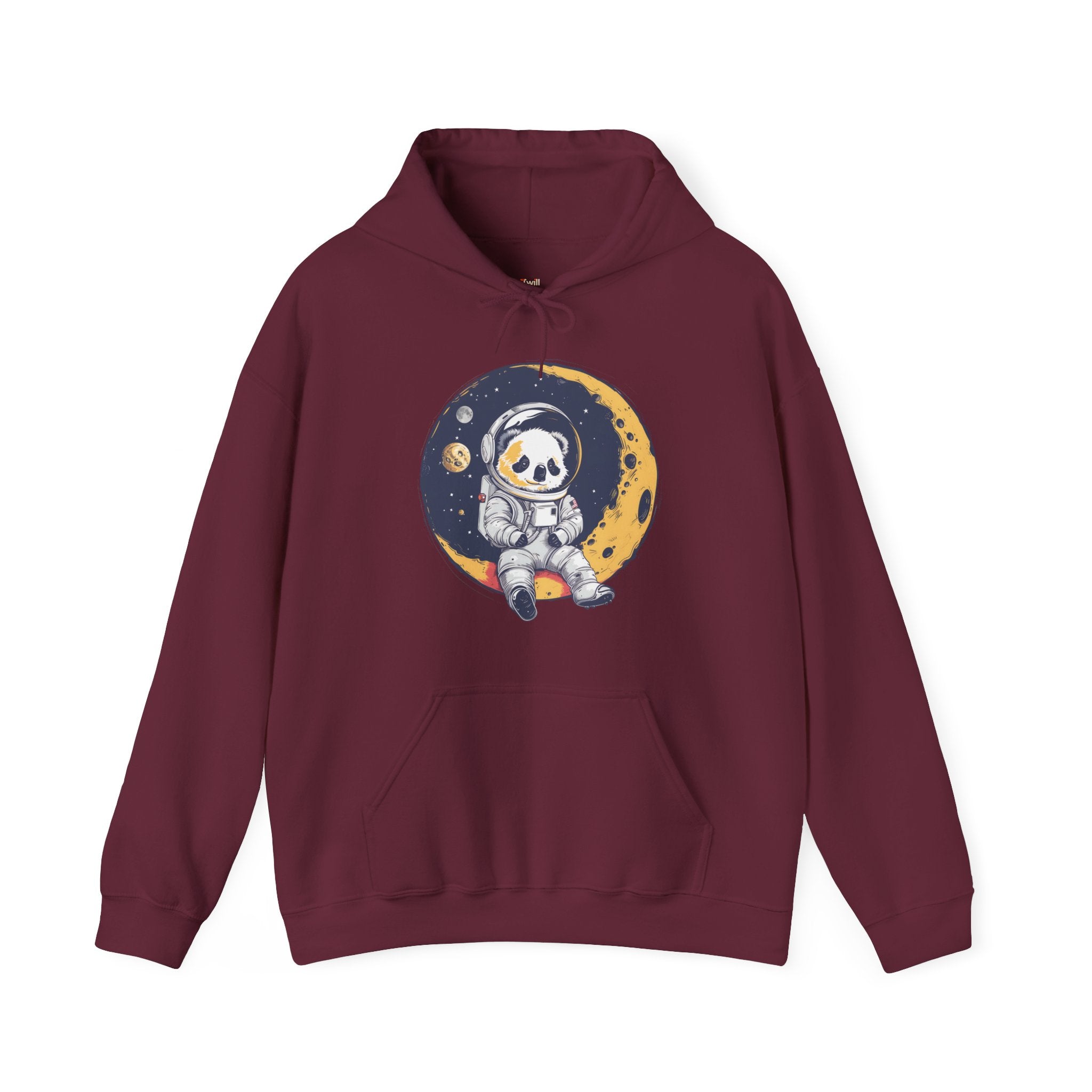 Nasa Space Panda Adventure Hoodie | Maroon Twill Tees